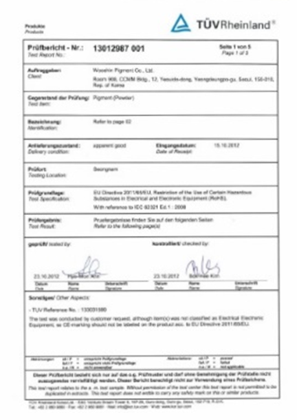 ROHS WOOSHIN Powder Test Report